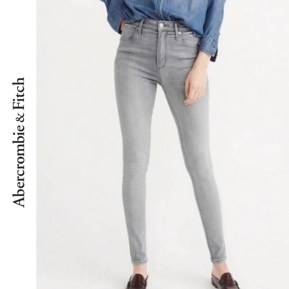 A&F | Gray High-Rise Denim Skinny Jeans